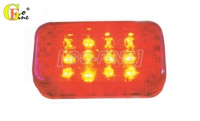 【GO-FINE 夠好】汽車led 車用led 12led燈 紅殼紅光方格燈 3線2段警示燈 第三煞車燈 卡車 邊燈板車