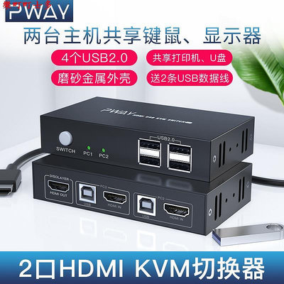 現貨品為 hdmi vga kvm切換器2口hdmi共享鼠標鍵盤打印機高清4k 30HZ畫質筆記本電腦電視顯示器共享器
