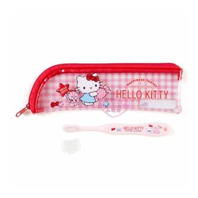 ♥小公主日本精品♥Hello Kitty防水包攜帶方便牙刷組餐具萬用包透明大口徑好拿取牙刷附包56890105