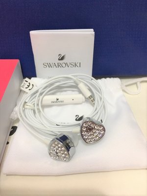 (全新)正貨SWAROVSKI施華洛世奇 愛心形狀水鑽造型耳機(附原廠提袋與盒子與SWAROVSKI LOGO保護套)