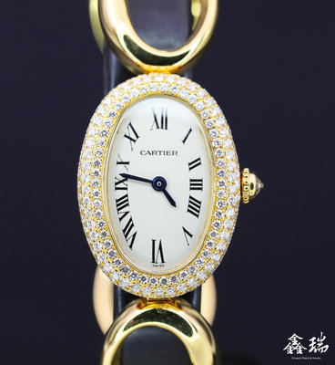 【鑫瑞鐘錶】Cartier 卡地亞 Baignoire 1967 鵝蛋 18K黃金 原廠鑽圈 28x20mm 女錶 盒單