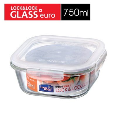 (玫瑰ROSE984019賣場)LOCK樂扣玻璃保鮮盒LLG224(750ml)正方形~耐熱400度.電鍋蒸.烤箱烤