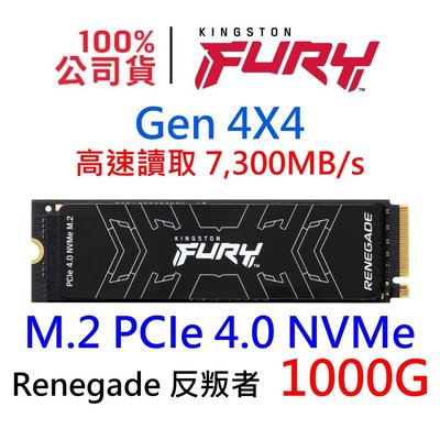 金士頓 FURY Renegade 1TB PCIe GEN4 NVMe M.2 SSD固態硬碟 SFYRS/1000G