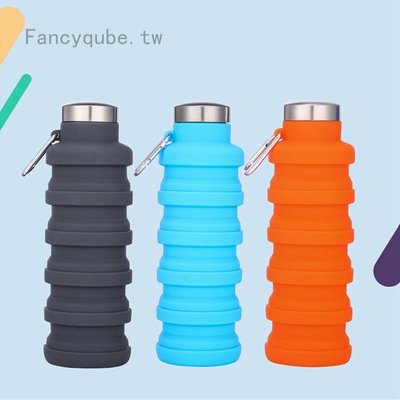 [酷奔車品]新款 便攜式矽膠摺疊杯子 500ml創意騎行運動水壺瓶 戶外伸縮矽膠水杯子