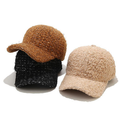 棒球帽秋冬季韓版潮款鴨舌帽網紅泰迪絨加厚保暖棒球帽光板羊羔毛帽子女