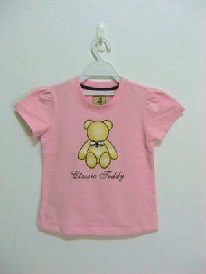 《耕魚小店》經典泰迪專櫃童裝(零碼出清)~21T170粉色泰迪熊圓領衫(只剩一件120公分)