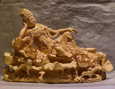 佛藝館 南無觀世音菩薩 自在觀音 法像莊嚴 木雕擺件 小葉黃楊木（GA-0242）