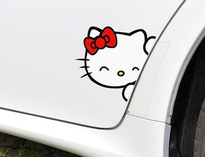 凱蒂貓hello kitty貼紙可愛卡通車貼蓋劃痕車身車門後視鏡貼紙(高30cm寬28cm單個價)