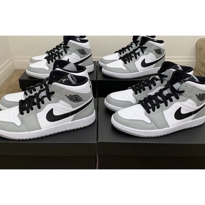 【正品】Air Jordan 1 Mid “LT Smoke Gray”GS 灰白 小 Dior 籃球 554725-092慢跑鞋