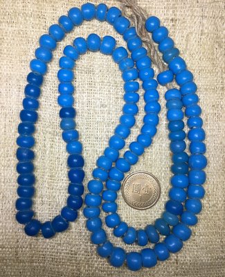 【和喜屋A552】淺藍色老琉璃珠120顆（中國清朝珠）