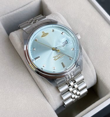 VIVIENNE WESTWOOD Camberwell 冰藍色錶盤 銀色不鏽鋼錶帶 石英 女士手錶 VV261LBLSL