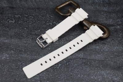 凸型18mm錶帶白色橡膠錶帶～電子錶石英錶不鏽鋼製表扣 可替代MRW-200H原廠表帶or其他品牌相同規格表帶