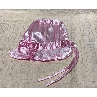 華麗氣質 蕾絲蝴蝶結 綁帶 嬰兒帽 薄款 防曬帽 粉紅帽