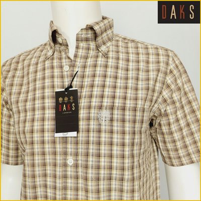 DAKS 日本製 短袖襯衫 男 S號 新品未使用 經典格紋 襯衫 DAKS 小尺碼 男裝 純棉排汗衫 襯衫 O551D