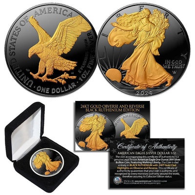 [預購]美國 紀念幣 2024 1oz 美國鷹揚鍍黑釕金紀念銀幣 原廠