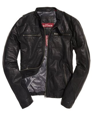 極度乾燥 Superdry Real Hero Leather 真皮 機車 皮衣 騎士夾克 合身版型 外套 黑 現貨