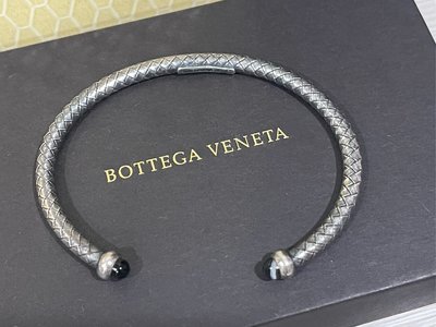 Bv Bottega Veneta 經典 編織 純銀925 手環 鑲嵌黑瑪瑙 台中新光三越購買 s號 附品牌防塵套 原盒