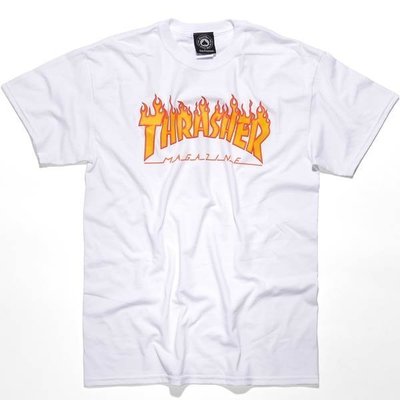 YZY | Thrasher Flame Logo WHITE 白色 經典字體 火焰 滑板 西海岸 Supreme