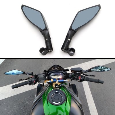 【 機車改裝】機車後照鏡 重機後照鏡 適用川崎Z900個性Z1000/Z800改裝Z650後照鏡Z400反光鏡倒車鏡~鴻藝車品