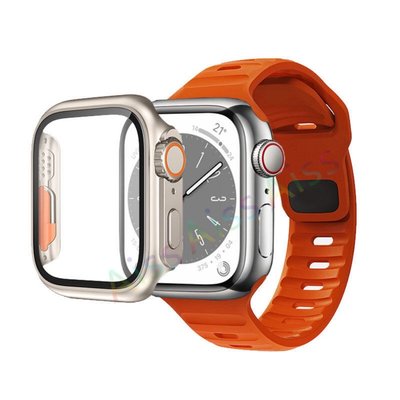 更換 Ultra Case+錶帶矽膠錶帶適用於 Apple Watch 38mm 42mm 45mm 44mm 41mm