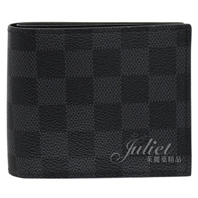 【茱麗葉精品】全新精品 Louis Vuitton LV N63336 Marco 黑棋盤格紋雙折零錢短夾