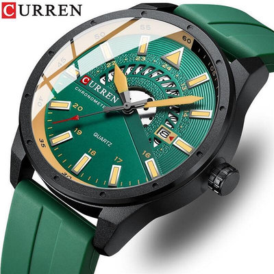 【現貨】CURREN卡瑞恩 男士手錶 運動手錶 期曆石英錶 防水手錶 皮帶男錶