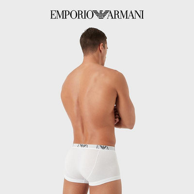 內褲EMPORIO ARMANI/阿瑪尼男士三條裝純棉彈力Logo腰邊四角內褲套裝