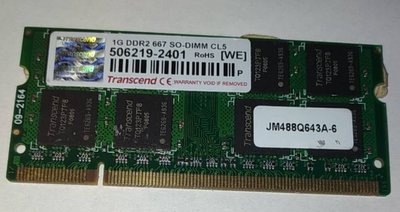 創見ddr2-667 1gb筆記型記憶體1g so-dimm筆電JM488Q643A-6 WE NB RAM CL5