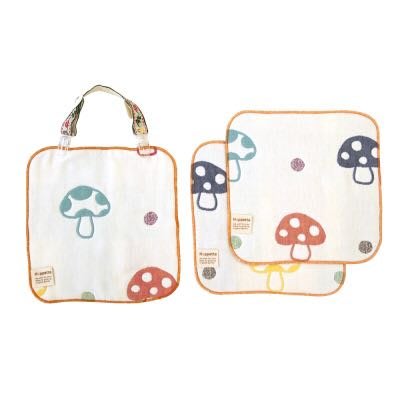 日本製 Hoppetta 六重紗 可愛蘑菇款 手帕夾組/口水巾