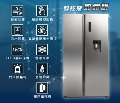 免運禾聯 HERAN 冰箱大師 智能變頻雙門對開電冰箱-HRE-F5761V