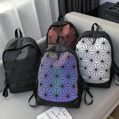 【Yes Real】拼接背包 後背包 電腦包 書包 菱格包 大容量背包 百搭時尚 時尚炫彩 幾何包