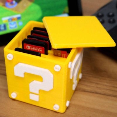 任天堂Switch卡盒NS遊戲卡帶收納盒馬里奧周邊問號箱內存卡收納架遊戲電玩便捷攜帶收納包收納盒-麥德好服裝包包