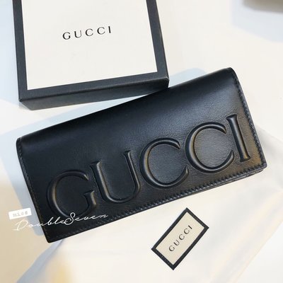 Gucci 皮夾 真皮立體logo對開長夾?現貨在台