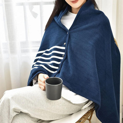 披肩毯子🎀多功能保暖加厚披肩毯辦公室午休毯午睡蓋毯法萊絨懶人沙發毯蓋腿