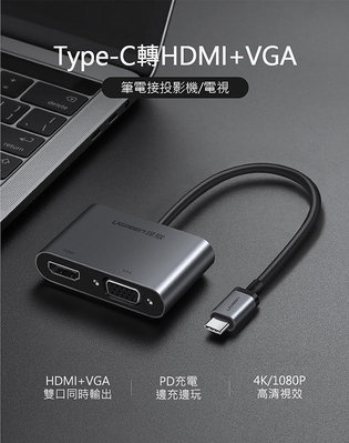 [新品出清] 綠聯 50505 ~ Type-C HDMI+VGA 轉接器