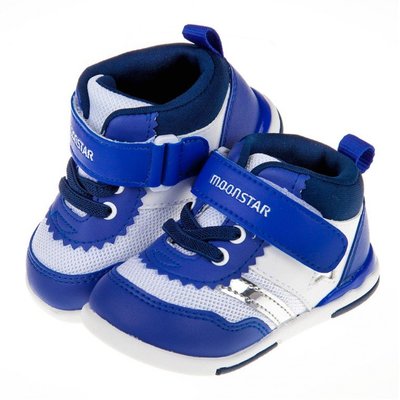 童鞋(13~18公分)Moonstar日本藍白色閃亮之星兒童機能運動鞋I9W951B