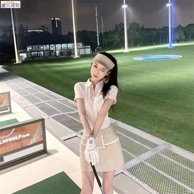 【熱賣精選】高爾夫套裝女高腰短裙翻領上衣半身裙休閒高運動