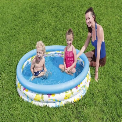 Bestway 51008三環水池 圓形充氣游泳池 兒童戲水球池 印花水池