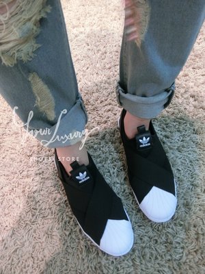 【Your Luxury 】ADIDAS SUPERSTAR SLIP ON W 繃帶鞋 黑 愛迪達 S81337