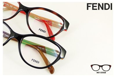 【My Eyes 瞳言瞳語】FENDI 義大利品牌 純黑雙色膠框光學眼鏡 專業秘書風 日式高雅氣質 (F1035)