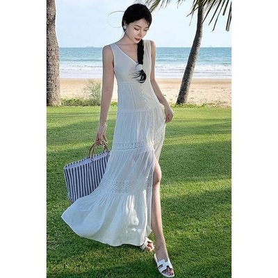 波西米亞 海邊度假沙灘裙超仙洋裝長裙韓潮時尚實拍