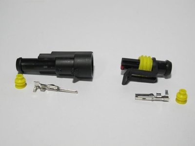HID 安定器 氙氣燈管 - AMP防水接頭高壓端子 汽車 機車 燈座 通用設計 整組 一公一母