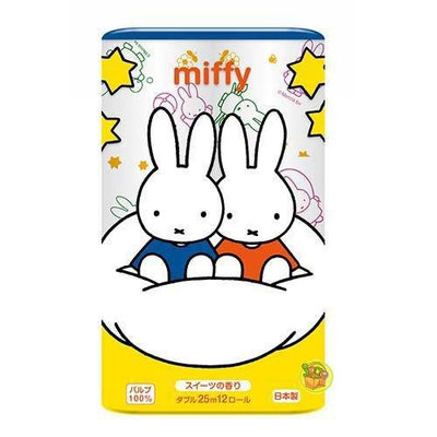【JPGO】超取最多1包~日本製 丸富製紙 滾筒式雙層衛生紙 12捲入~miffy 米菲兔