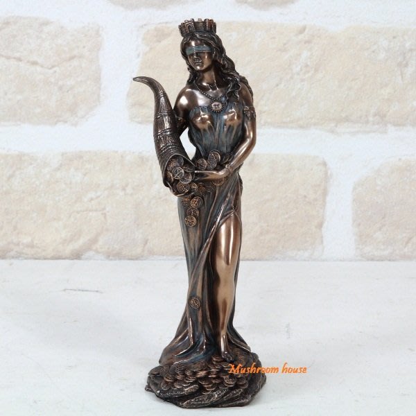 點點蘑菇屋 歐洲進口雕塑 命運女神 小型 希臘神話雕像擺飾 幸運女神 招財 財富仿銅雕像 現貨 Yahoo奇摩拍賣