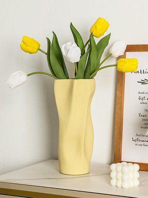 北歐ins陶瓷花瓶擺件奶油風小居室客廳插花花藝裝飾品小清新花器