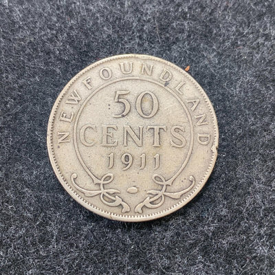 英屬加拿大 紐芬蘭 喬治五世首年份 1911年50分銀幣 半
