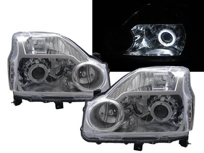 卡嗶車燈 NISSAN 日產 X-Trail 2007-2010 五門車 光導LED天使眼光圈魚眼 大燈 電鍍