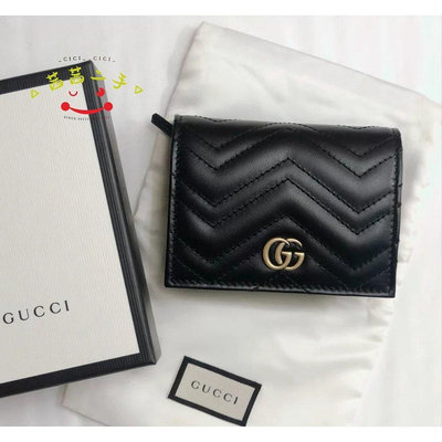 二手正品GUCCI 古馳 466492 GG Marmont card case 票卡夾 短夾 錢包皮夾