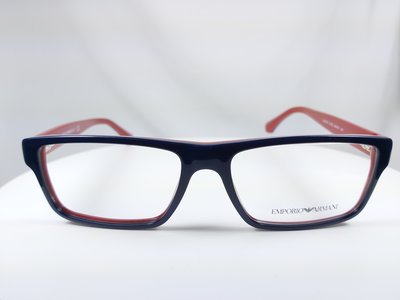 『逢甲眼鏡』 EMPORIO ARMANI 光學鏡架 全新正品 雙色方框 外側藏藍 內側磚紅【EA3013 5103】