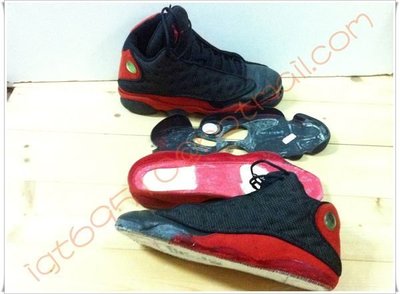 Air Jordan 13代 紅黑版  脫膠 開口笑 3層全拆重黏剖析圖 (醫鞋中心)